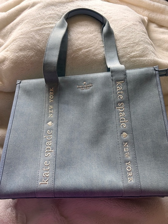 kate spade Handbags - kate spade Light Blue Canvas Tote with Branded Straps